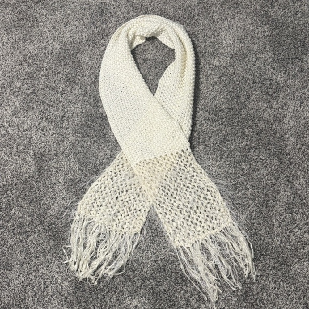Like New Hand Crafted Knitted Scarf Ivory